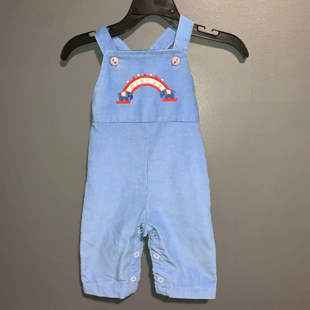 Health-Tex Infants 3m Romper Overalls Circus Blue Corduroy